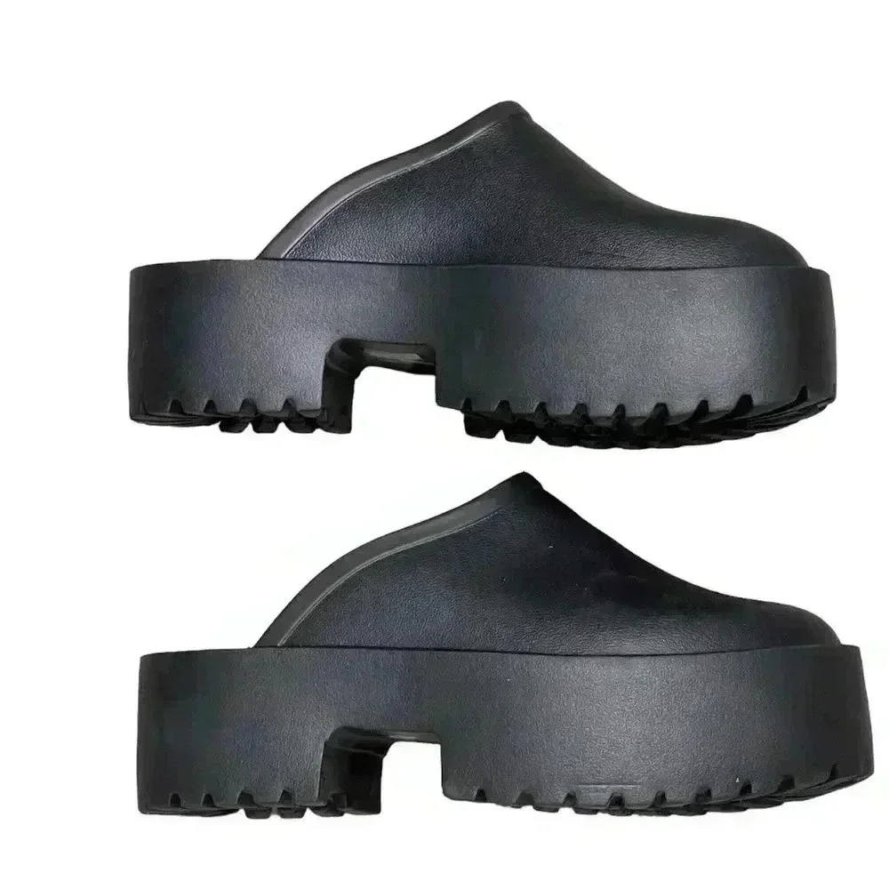 Lemonade brand Platform Mules slides black plastic slip on y2k 90s classic